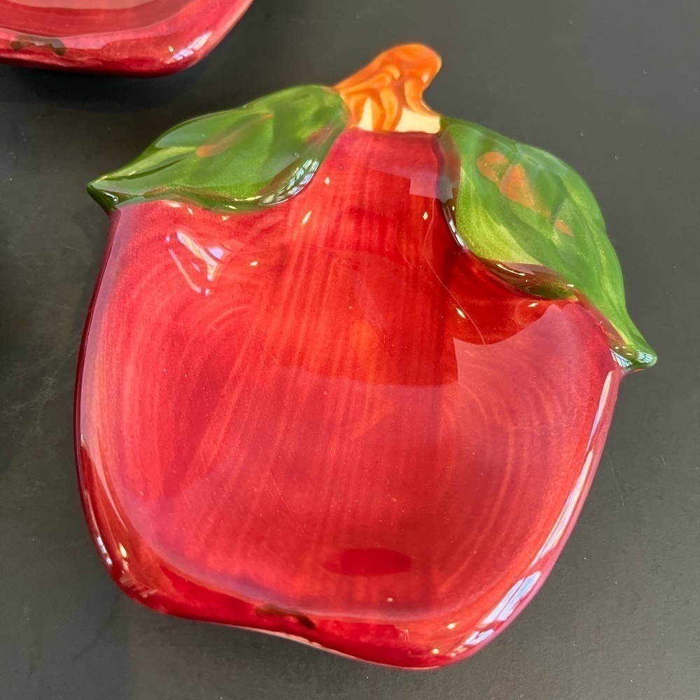 Rare Franciscan Ware Apple Pattern Tea Bag Holders or Spoon Rests